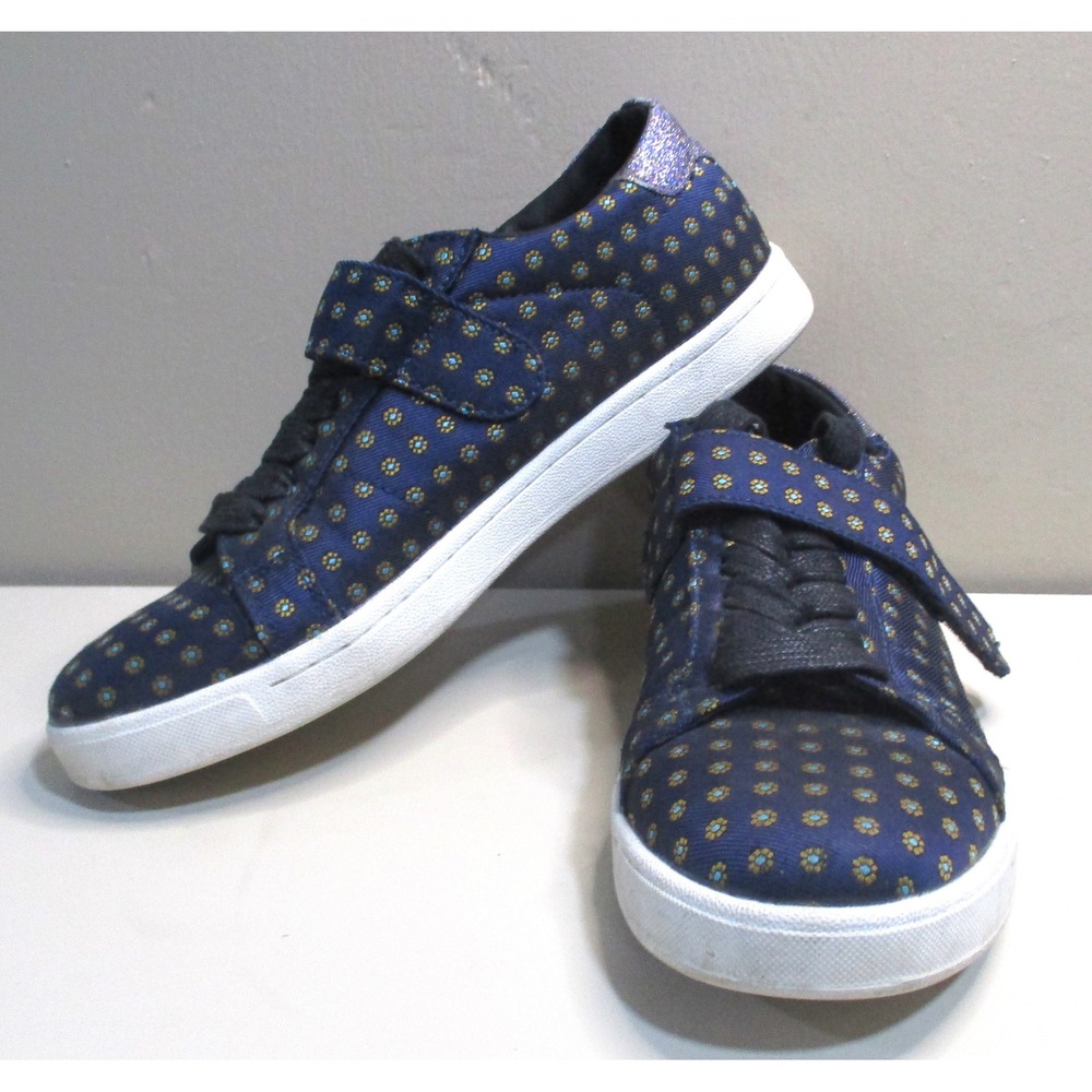 Essentiel Antwerp Navy Floral Medallion Glitter Low Top Sneakers Size 8.5
